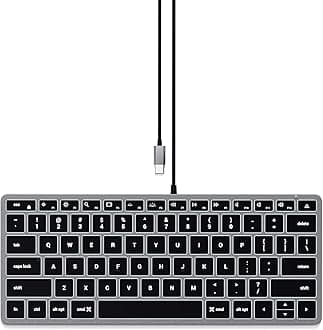 Satechi Slim W1 Wired Backlit Keyboard, US QWERTY Layout, USB-C Connection – For MacBook Air & Pro M5 M4, Mac Mini, iPad Air & Pro M5 M4, iMac and more – Space Grey