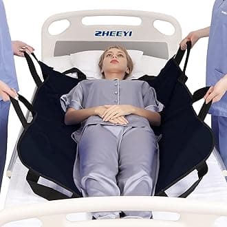 Positioning Bed Pad with Reinforced Handles 43" x 36" Patient Transfer Sheet Aid Assistant for Body Lifting, Turning, Repositioning, for Elderly, Incontinence, Caregiver, Black