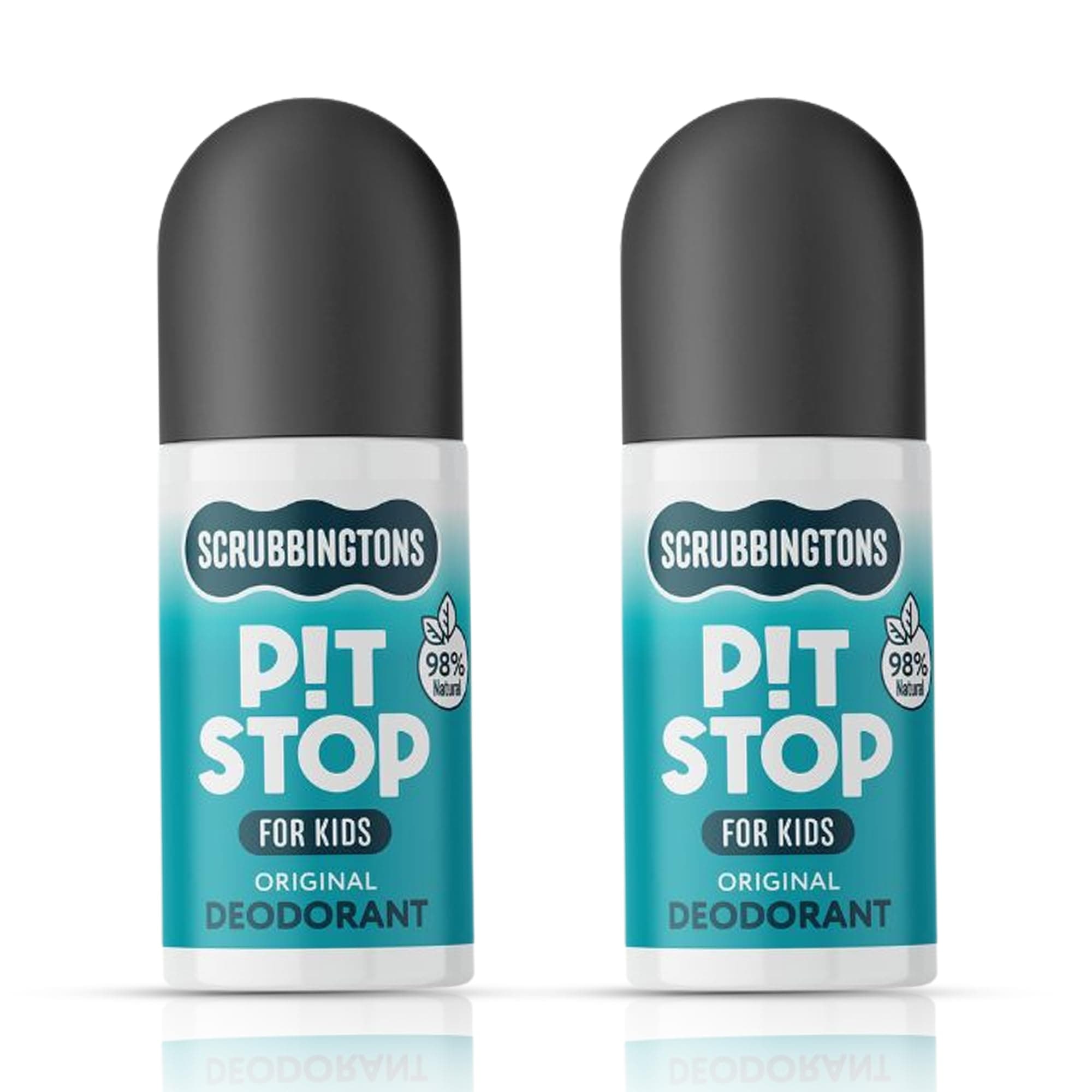 Scrubbingtons Pit Stop Children’s First Deodorant, Kids Roll On Deodorant for Boys and Girls, Aluminium and Alcohol Free, Suitable for Sensitive Skin, Original Scent - 75ml Duo Pack