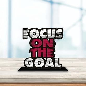 Artvibes Wooden Idols and Figurine Focus On The Goal Quote Table Decor for Office Desk Showpiece | Home Decoration | Living Room | Modern Gifting Item (Sp_1140), Inspirational