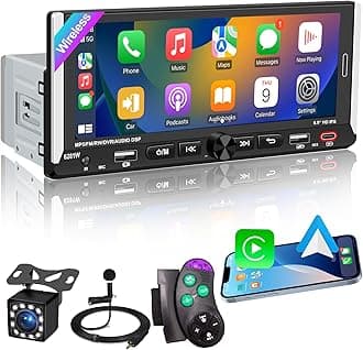 Wireless Apple CarPlay, Single DIN Car Radio, Car Stereo with 6.86" HD IPS Touchscreen, Bluetooth 5.2, Android Auto, Dual USB & Fast Charging, Backup Camera, FM Radio, DSP EQ Audio Subwoofer