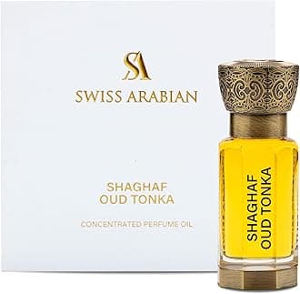 Swiss Arabian Shaghaf Oud Tonka Concentrated Perfume Oil, 12ml, Premium Quality Perfume Oil, Women and Men’s Fragrance, Gourmand Amber Luxurious Blend Perfumes for Men and Women