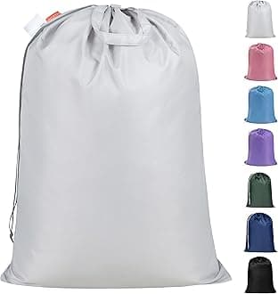 Polecasa 28 x 36 inches Extra Heavy Duty Large Laundry Bag with Sturdy Handles and Drawstring Closure, Storage Bag for Basket, College, Dorm, Travel, Silver