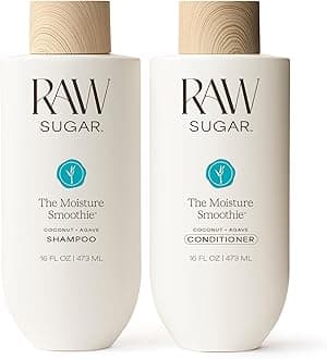 Raw Sugar The Moisture Smoothie Shampoo and Conditioner with Coconut Oil, Agave, & Sweet Almond Oil, Hydrates & Nourishes Dry Hair, Formulated without SLS/SLES or Parabens