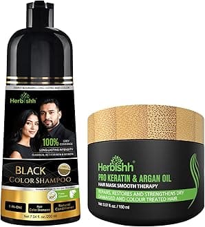 Permanent Hair Color Shampoo – Dark Brown (200ml) + Argan Hair Mask 150 ml | Mess-Free, Ammonia-Free & Long-Lasting