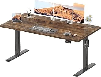 Devoko Electric Standing Desk 160x70cm, Height Adjustable Desk Ergonomic Stand up Table with 2 Memory Preset,Rustic Brown