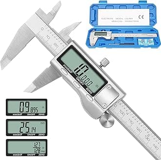 Digital Caliper, 6 inch Stainless Steel Caliper Measuring Tool with Inch/Metric/Fractions Conversion and Large LCD Display, Perfect for DIY, Household and Professional Use