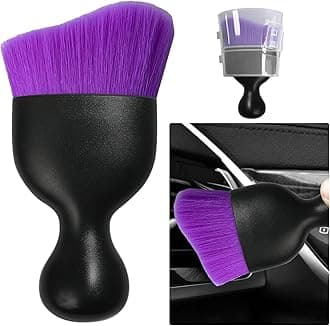 Ziciner Car Detailing Brush, Curved Soft Bristles Auto Removal Dust Collectors, Universal Vehicle Dashboard, Air Conditioner Vents etc Interior Cleaning Tool Accessory (Pure Purple