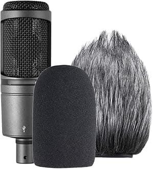 AT2020 Pop Filter Windscreen - Furry Windscreen/Fur Foam Wind Cover for Audio Technica Microphone AT2020+ AT2035 AT4040 by YOUSHARES