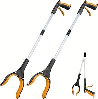 Grabber Reacher Tool - 32” Extra Long Foldable Gripper and Reaching Tool - Heavy Duty Pick Up Stick Grabbers for Seniors, Trash, Surgery Recovery Must Haves Gifts (Orange*2pc)