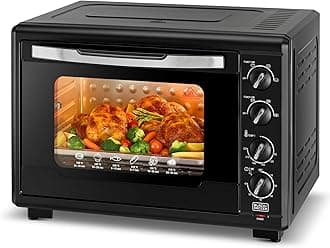 BLACK+DECKER Toaster Oven with Double Grill, 2000W, 55L Capacity, 90-230° Temp Control, Double Glass Door, Stainless Steel Interior, Multiple Accessories for Baking & Broiling, Black - TRO55RDG-B5