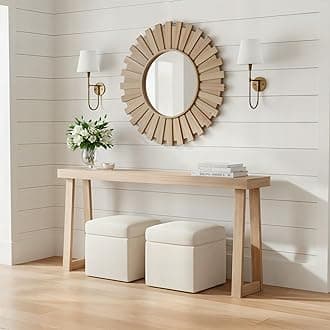 Plank+Beam Solid Wood Console Table, 66 Inch, Sofa Table, Narrow Entryway Table for Hallway, Behind The Couch, Living Room, Foyer, Easy Assembly, Blonde