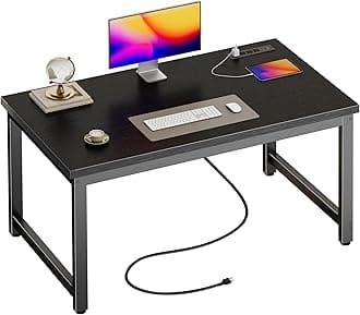 - Huuger 48 x 24 inch Desk with Power Outlets & USB-C, Deeper & Thicker Desktop, Robust Metal Tubes, Computer Desk, Heavy Duty Office Desk, Work Gaming Desk for Home Office, Black