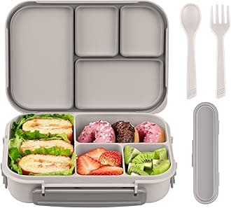 Lunch Box Kids,Bento Box Adult,Leakproof Lunch Containers for Adults/Kids/Toddler,1200ML-4 Compartments bento Lunch box with Utensil,Microwave & Dishwasher & Freezer Safe (White)