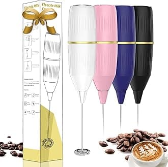 Milk Frother Handheld, Multi-Functional Electric Frother & Mixer | Compact Design for Easy Storage | Easy Clean | for Coffee, Latte, Matcha, Protein Shakes, Eggs | Kitchen Gift Idea (White)