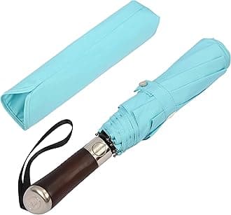 (Designed in UK) Balios Travel Umbrella Luxurious Golden Rosewood Handle Auto Open & Close Windproof Frame Single Canopy Automatic Folding Umbrella Men's & Ladies