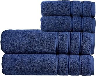 Christy Antalya Bath Sheets Set | 4 Piece | 100% Turkish Cotton | 600GSM | Soft Plush Luxury Towel Set | 2 Bath Sheets 2 Hand Towels | Quick Dry | Denim Blue