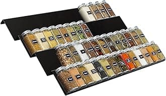 Plastic Adjustable Spice Tray for Drawer Organization, Drawers 8.5cm High, Stretches from 33cm to 66cm, Kitchen Storage, Countertop, Cabinet, Shelf, Set of 8, Black