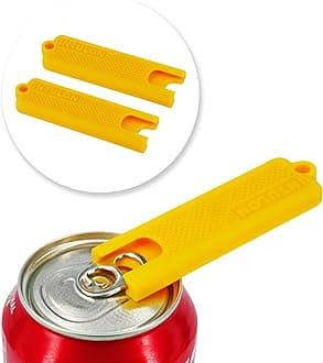 Intulon Soda Can Tab Opener, Pop Tab Lifter for Easy Opening - Compact Kitchen Gadget for Seniors, Arthritis Friendly, Portable Pocket Tool (Yellow, Regular (2 Pack))