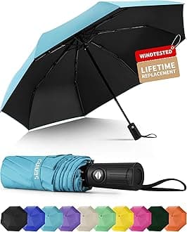 Seniny Windproof Travel Umbrella, Automatic Umbrellas for Rain, Portable & Compact Umbrellas for Backpack, Strong UV for Protection, Folding Small Sun Umbrella for Car, Walking