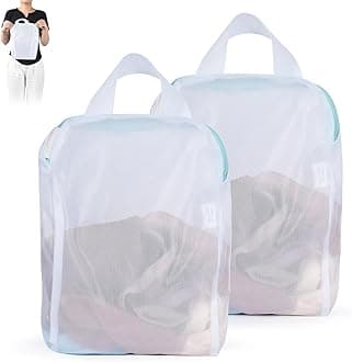OTraki 2Pcs Small Laundry Bags 10x12 Inch Delicates Lingerie Bags Mesh Wash Bags Hanging Laundry Bag Sock Bra Underwear Storage Laundry Room Organization,Don't Drying, Melting 140-176℉,White