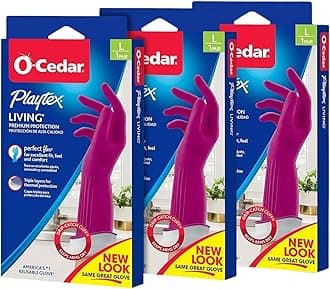 PLAYTEX Living Reusable Rubber Cleaning Gloves – Durable Household Gloves, Large, (Pack of 3)