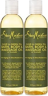 SheaMoisture Olive & Green Tea Bath, Body & Massage Oil 2-Pack – Avocado Oil, Anti-Aging & Ultra-Moisturizing for Dry Skin, 8 Oz Ea