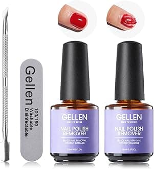 Gellen Gel Nail Polish Remover, 2Pcs Gel Polish Remover with Nail File and Cuticle Pusher, Gel Nail Polish Remover for Nails Easily and Quickly Remove Gel Polish in 2-5 Minutes