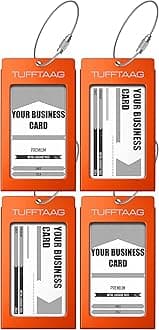 Luggage Tags Business Card Holder by TUFFTAAG - Durable Travel ID Bag Tag in Multiple Color Options, Perfect for Suitcases, Backpacks, and Carry-Ons, Easy Identification, Secure and Stylish