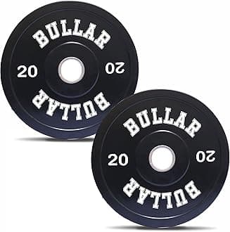 BULLAR Olympic Black Bumper Plates,Rubber Coated spare weight plates 51 mm (40 KG SET (20KGX2))