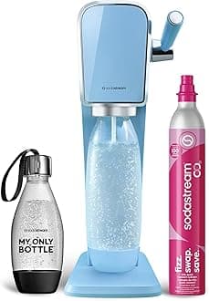 SodaStream - ART Sparkling Water Maker | STARTER KIT | CQC CO2 system | Includes 1x CO2 Cylinder, 1x32 & 1x16 Fl Oz Dishwasher Safe Bottles, 1x Bubly Flavor Drop | Combine with Flavors | Misty Blue