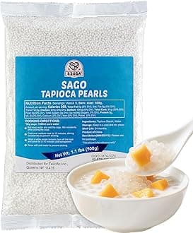 52USA Sago Pearls, Small Tapioca Pearls 1.1 lbs (500g), White Sago for Desserts and Bubble Milk Tea, Summer Beverages, All Natural, Vegan, Non-GMO, Gluten-Free
