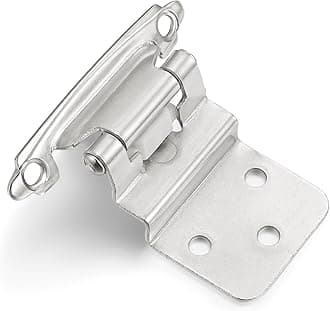 10 Pack (5 Pair) 3/8" Inset Brushed Satin Nickel Self Closing Cabinet Hinges for Offset Kitchen Cabinet Door, Face Frame Semi Concealed Hinges