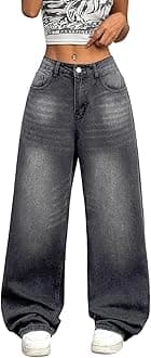 Womens Baggy Jeans Wide Leg Denim Pants Y2k 90s Vintage Hip Hop Loose Long Trousers Streetwear