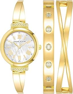 Women's Premium Crystal Accented Bangle Watch Set, AK/2245