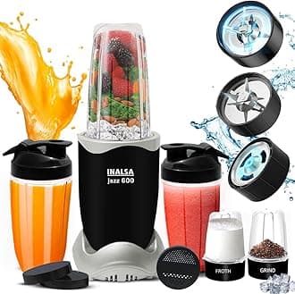 Blender Mixer Grinder|5 Jar & 600W Copper Motor| Blenders for Smoothies and Juices| Smoothie MakerBlender NutriBlender 3 Blades Including Froth Blade 2Yr Warranty,Jazz 600
