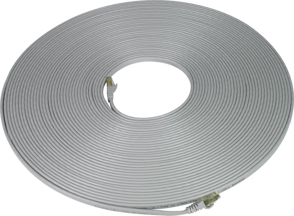 Flat CAT7 Ethernet Cable, Gray, 100 Feet, 0.16" Thick