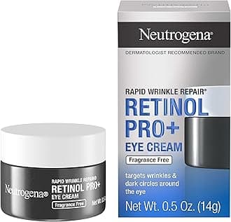 Neutrogena Rapid Wrinkle Repair Retinol Pro+ Anti-Wrinkle Eye Cream, Targeted Eye Cream for Wrinkles & Dark Circles, Formulated without Fragrance, Dyes, Phthalates, and Parabens, 0.5 oz