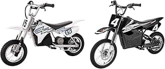 MX400 & MX650 Electric 24V Ride On Battery-Powered Toy Motocross Motorcycle Dirt Bike, Speeds up to 17 MPH, White & Black
