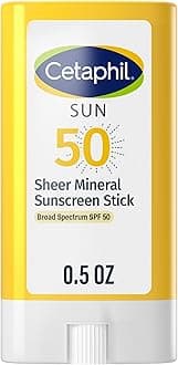 Sheer Mineral Sunscreen Stick for Face & Body, 0.5oz, 100% UVA/UVB Mineral Sunscreen: Zinc Oxide & Titanium Dioxide, Broad Spectrum SPF 50, For Sensitive Skin