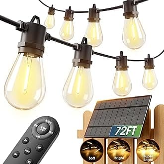 addlon 78(72+6) FT Solar String Lights Outdoor Waterproof with USB Port & Remote Control Solar Patio Lights Long Last for 20+Hrs Dimmable Solar Power LED Bulbs Hanging for Porch Garden Market Bistro