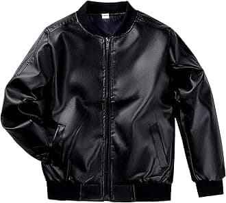 TLAENSON Boys Leather Jackets For Toddler Kids Faux Motorcycle PU Leather Coats Aged 2-12 yrs