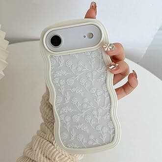 QLTYPRI for iPhone Air Case, Cute Curly Wave Frame Clear Case for Girls Women, Flower Clear TPU Bumper Slim Soft Silicone Shockproof Protective Phone Cover for iPhone Air - White Floral