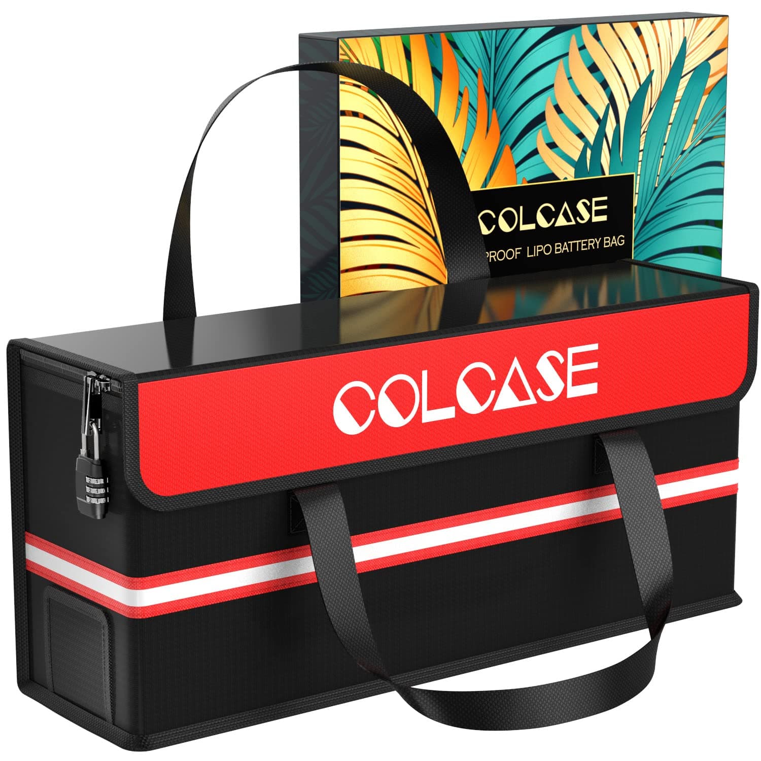 Lipo Safe Bag Fireproof Explosionproof Ebike Battery Storage and Charging with Combination Lock Silicone Coated Fireproof Bag (20 x 5.5 x 9 in)