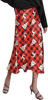 ZeagooSkirts for Women Jacquard High Waist Skirt Black Elegant Midi Skirt Satin