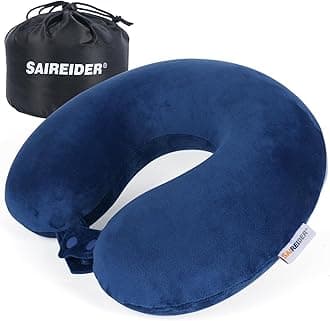 SAIREIDER Neck Pillows for Travel- Neck Support Travel Pillow for Traveling, Car, Home, Office Adjustable(Navy Blue)