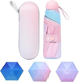 Mini Windproof Folding Travel Umbrella, Sun & Rain Umbrellas, Compact Portable for Women Men Multiple Colors
