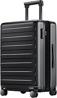 NINETYGO Carry On Luggage 22x14x9 Airline Approved, 20 Inch Luggage with Smooth Spinner Wheels, Expandable, Hard Shell PC Suitcase, Lightweight Travel Luggage, TSA Approved (Black, Rhine Max1.0)