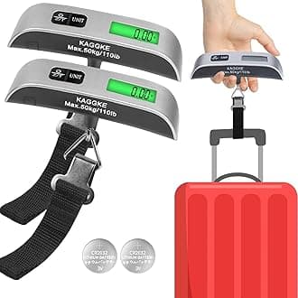 2 Pcs - silver Travel Digital Luggage Scale - Portable Baggage Scale - Suitcase Weight Scale - Ideal for Travel Scale Luggage Weight - 110LB/50KG, Includes Battery - Temperature Display Hanging Scales