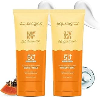 Glow+ Dewy Gel Sunscreen - 80 g x 2 | SPF 50+ PA++++ | In-Vivo Tested | New-age Filters | 12-Hour* Sun Protection | Tan Protection | For Bright & Hydrated Skin | Fragrance-Free & No White Cast | C-Hyaluron Complex™ & Papaya | Broad Spectrum UVA/B & Blue Light Protection | Lightweight | For Men & Women